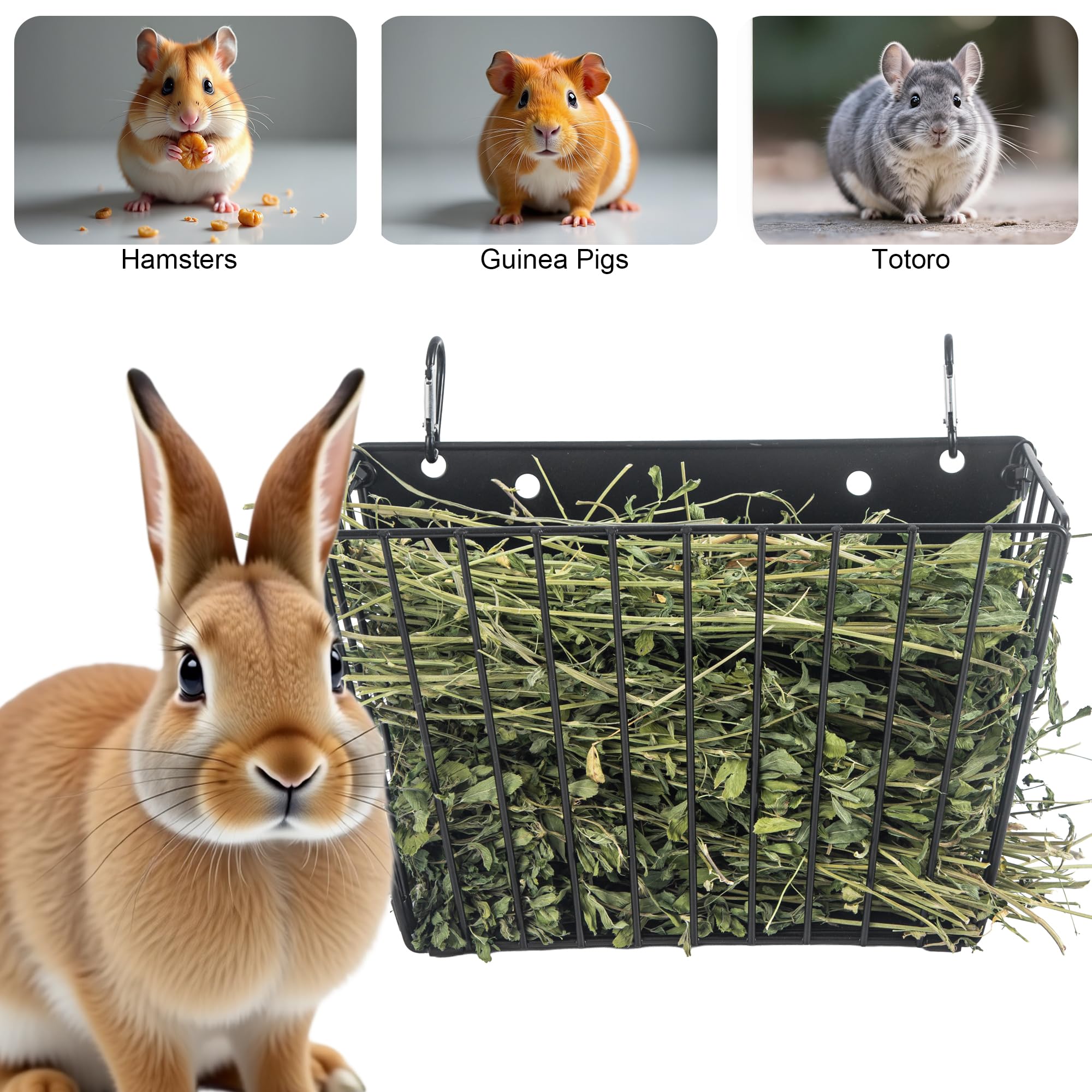 Rabbit Hay Feeder, with Heavy-Duty Metal Frame， Hay Holder for Rabbits - for Rabbits， Bunny, Guinea Pigs, Chinchillas， 9.6x4.5x6.3 inch - image 4
