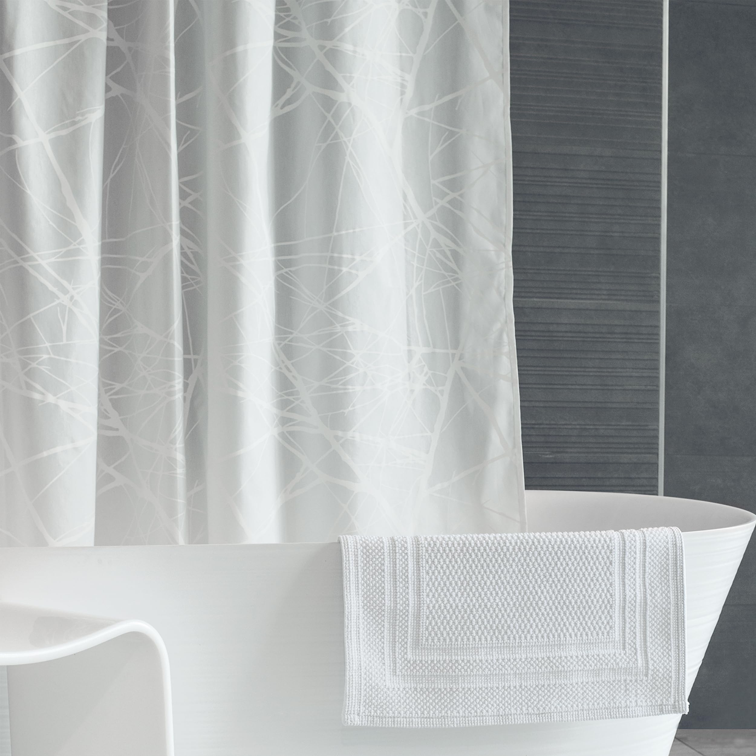 Spirella Kollektion Fores, Duschvorhang Textil 180 x 180 cm, 100% Polyester, Weiß
