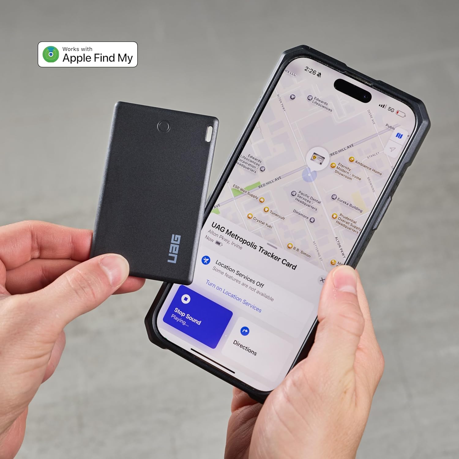 URBAN ARMOR GEAR UAG Slim Wallet Kevlar Black with Tracker Card Compatible with Apple iOS - 6 Cards Holder with Kickstand RFID Block Metropolis Magnetic Wallet, Rechargable Card Finder