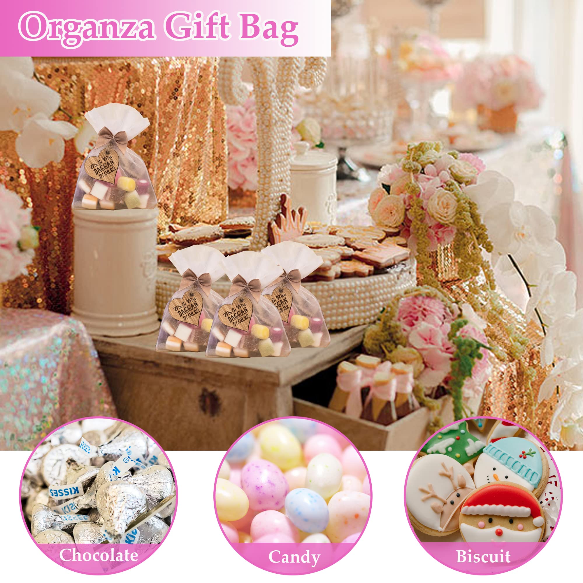 50 Sacchetti Regalo In Organza 7x9 Cm - Per Matrimoni, Bomboniere E Gioielli - Foto 4