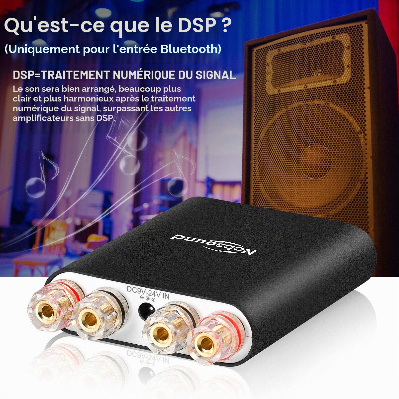 Mini amplificateur numérique Bluetooth 5.0 DSP TPA3221 Amplificateur de puissance intégré Récepteur stéréo 2 canaux Amplificateur audio domestique 200W (Nobsound TA-21)