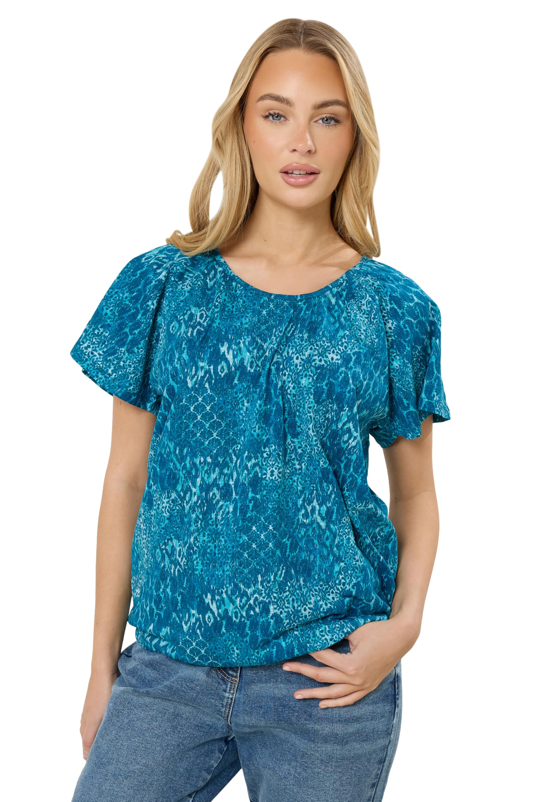 M&Co Women's Cotton Top - Blue - Size 14
