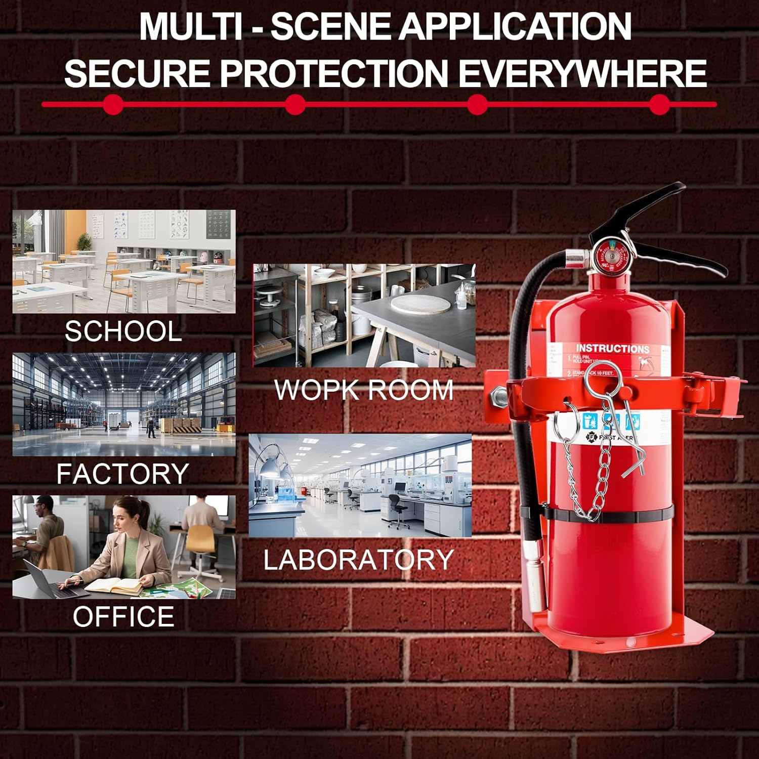 Fire Extinguisher Mount Bracket for 10 lb & 20 lb Extinguishers, Heavy Duty ST12 Steel Holder, Vehicle or Wall Mount for Truck, Garage, Boat, Industrial Use, Replacement for Amerex 809