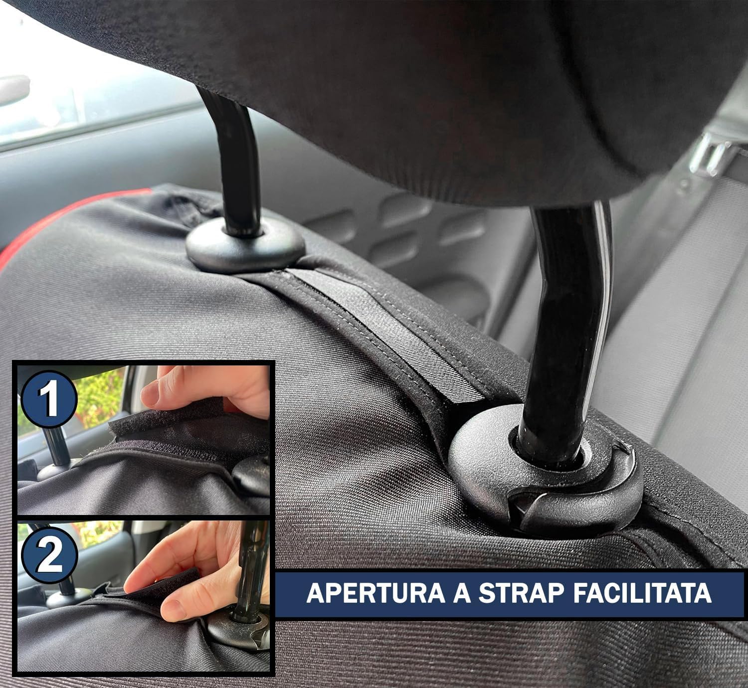 Coprisedili Anteriori Compatibili Per Panda Set Sedili in Tessuto Protezione Lavabili Nero