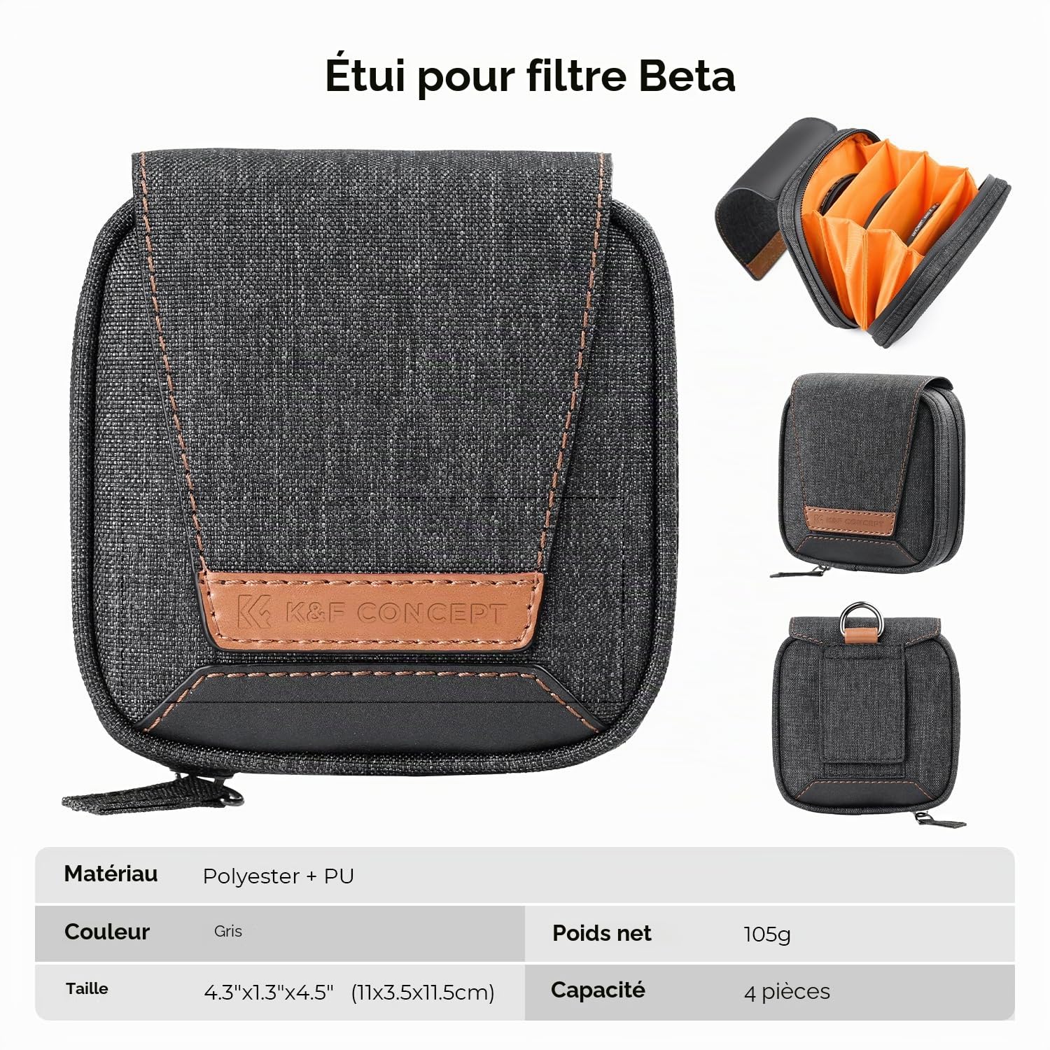 K&F CONCEPT Sac à dos pour appareil photo Grand 30L + Étui de Filtres jusqu'à 95 mm
