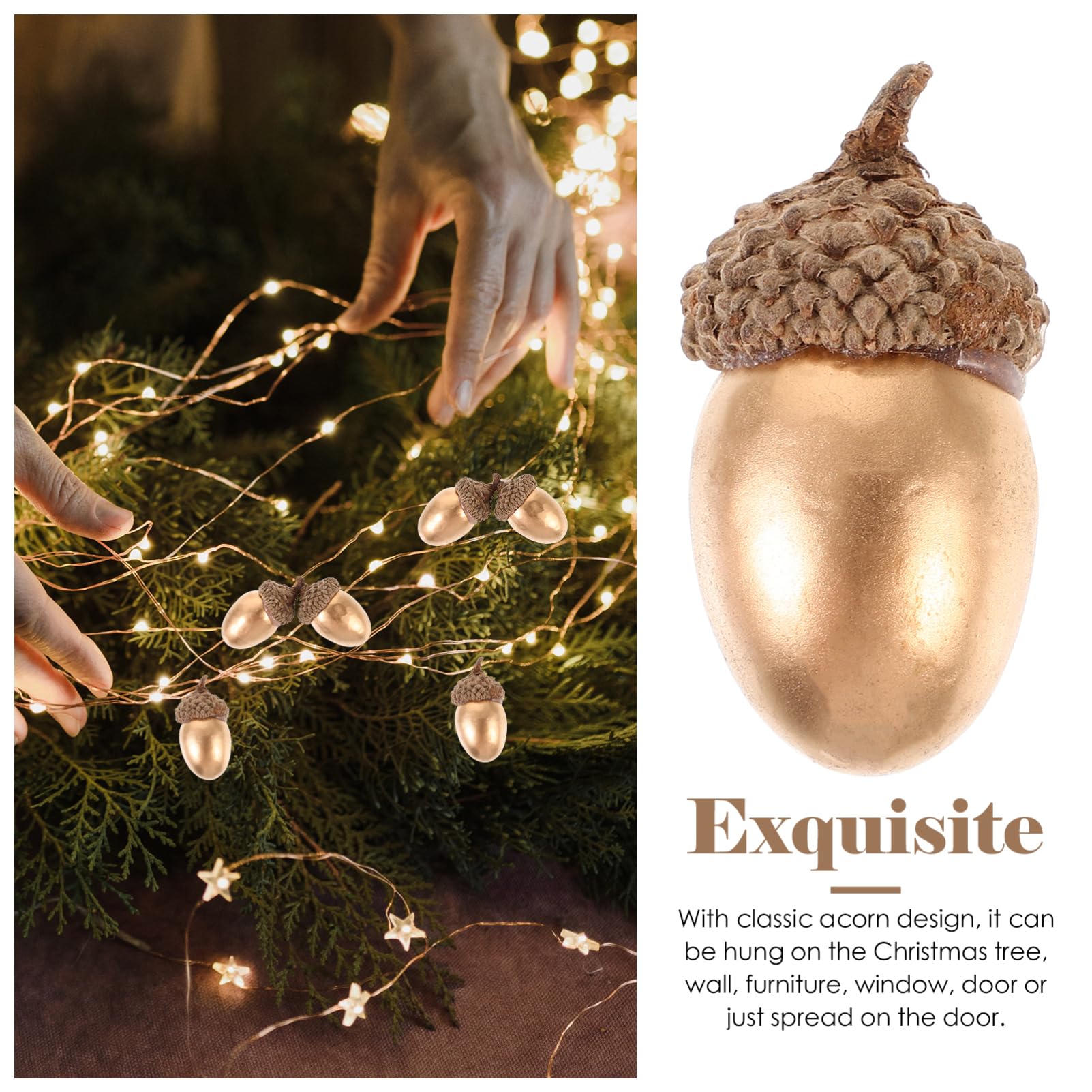 POPETPOP 5 Ensembles Accessoires Photo De Décorations De Noël De Glands Simulés Décorations d'halloween Décorations d'automne pour La Maison Faire La Fête Faux Mousse Golden 40 Pièces * 5