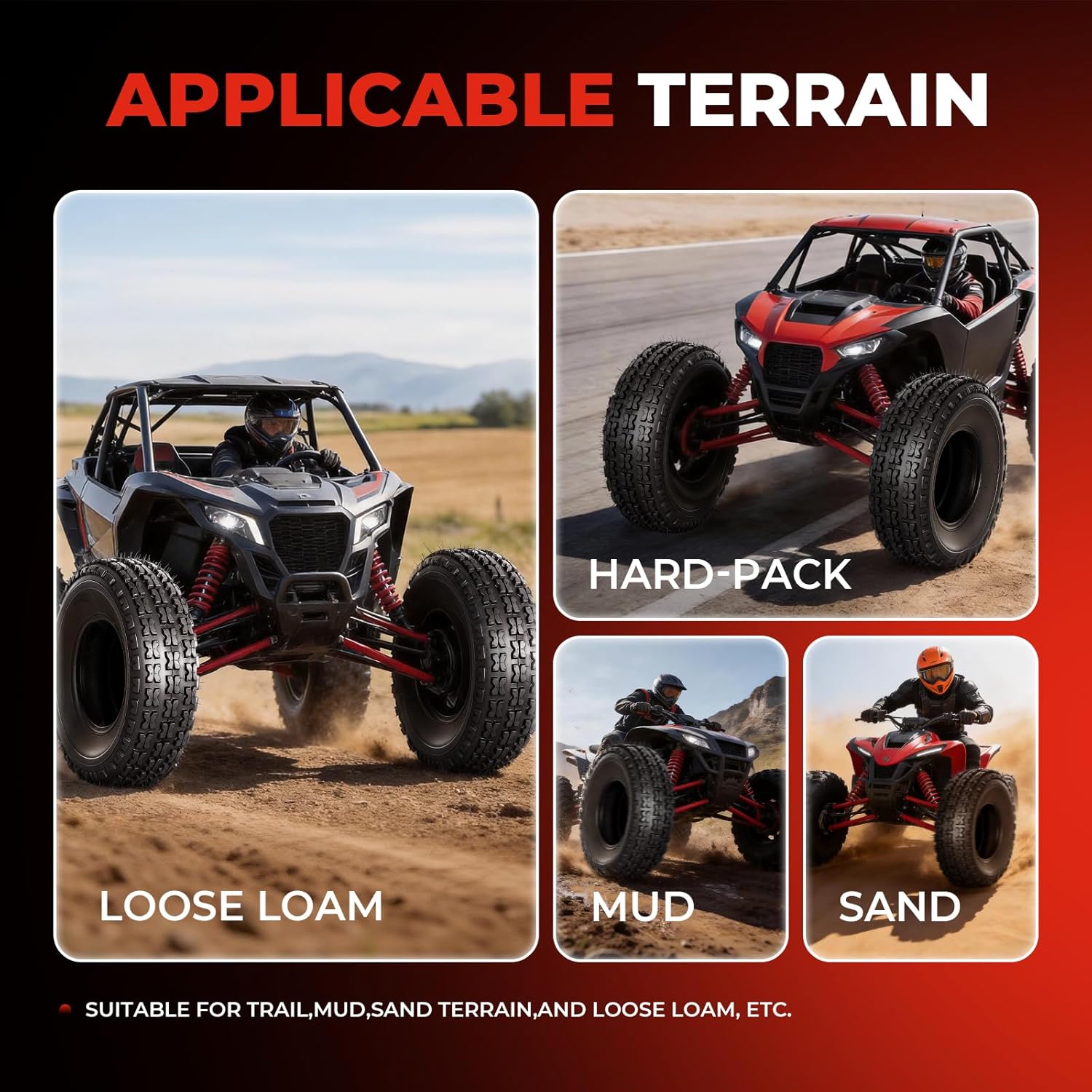 Set of 2 19x7-8 ATV UTV Tires 19x7x8 Mini Bike Tires 4PR Heavy Duty All-Terrain Tire Tubeless Non-Directional Tread