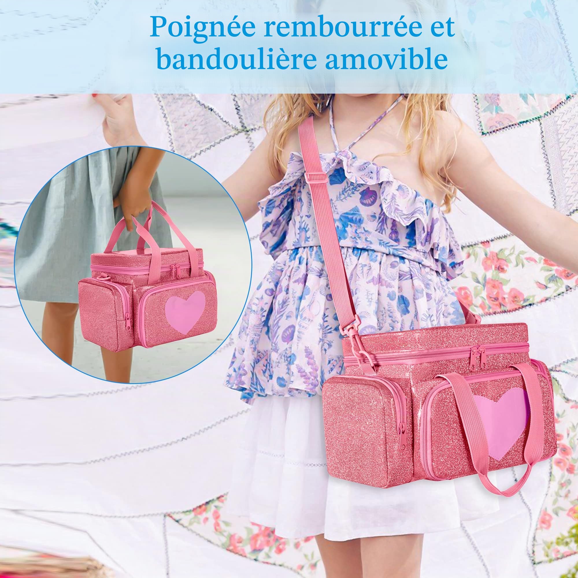 Sac de Transport Compatible Tonie 2/1 Rose, Sac de Rangement pour Lecteur Audio avec Poignée et Bandoulière