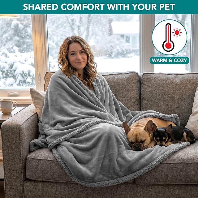 Foto 4 de 8 de PetAmi Manta Impermeable para Perro para Cama de Matrimonio, Manta para Perro Grande XL para sofá