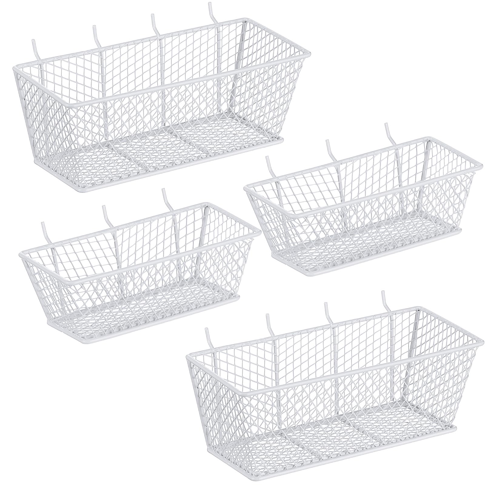 Sieral Stecktafel-Körbe, Metalldraht, Regalkörbe, Stecktafel-Organizer, Zubehör, Wandhalterung, Organizer, Aufsätze für Garage, Werkbank, verschiedene Werkzeugzubehör, 2 Größen (weiß, klein, mittel),