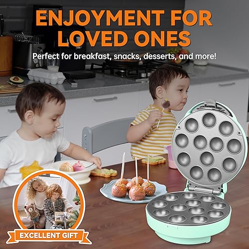 Miniatura 6 de Baker's Friend Juego de máquina para hacer pasteles con soporte para tartas, palos y tenedor, capacidad de 12 paletas para tartas, aguamarina