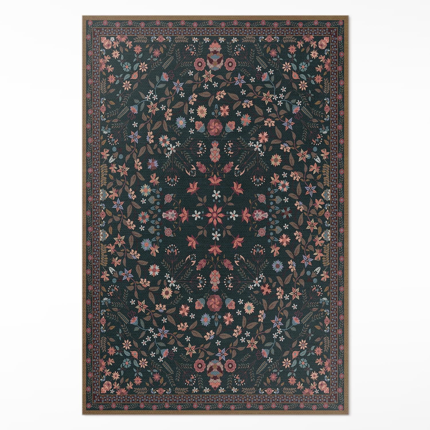Tapis en vinyle 120x180 cm rectangle floral délicat pour cuisine et salon décoratif Floorart