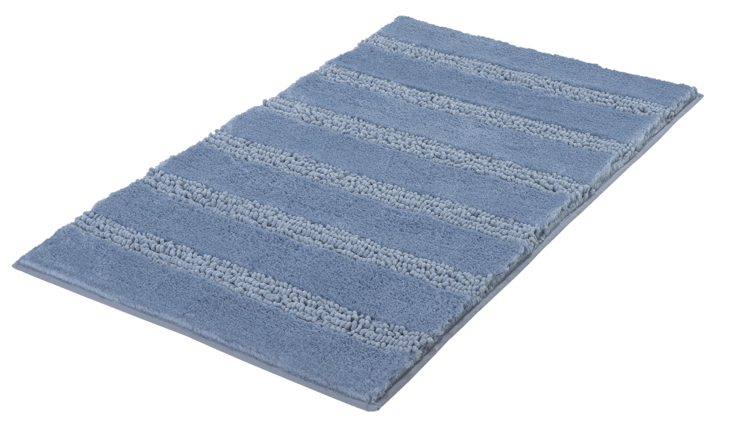 Kleine Wolke Badteppich Monrovia Schiefer 70 x 120 cm | OEKO-TEX zertifiziert, rutschhemmende Unterseite, für Fußbodenheizung, maschinenwaschbar, 100% Polyester