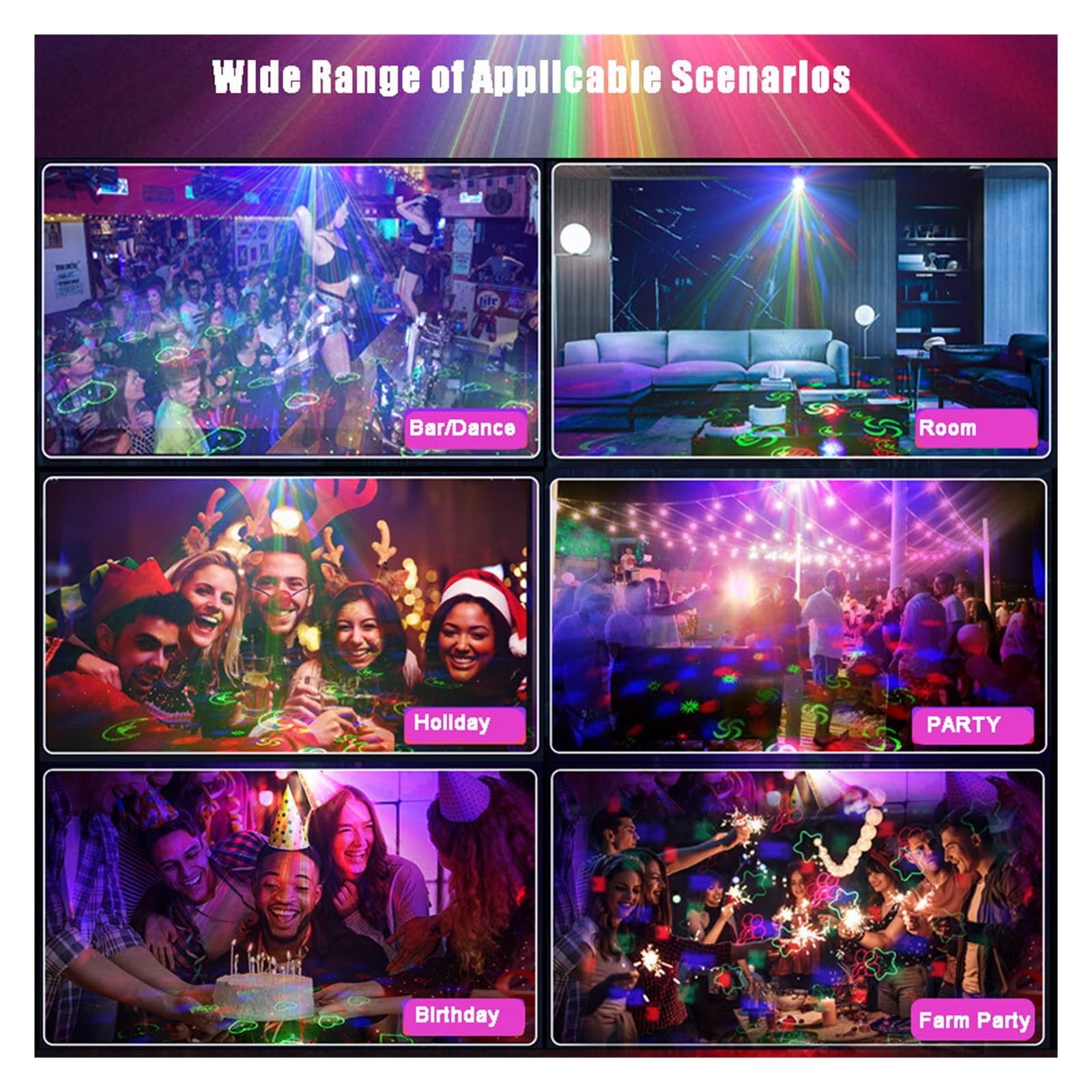 60 wzorów baterii oświetlenie dyskotekowe DJ Party R & G projektor RGB LED magiczna kula Bar sala taneczna efekt sceniczny lampa USB F2N6 Na imprezy i do klubów