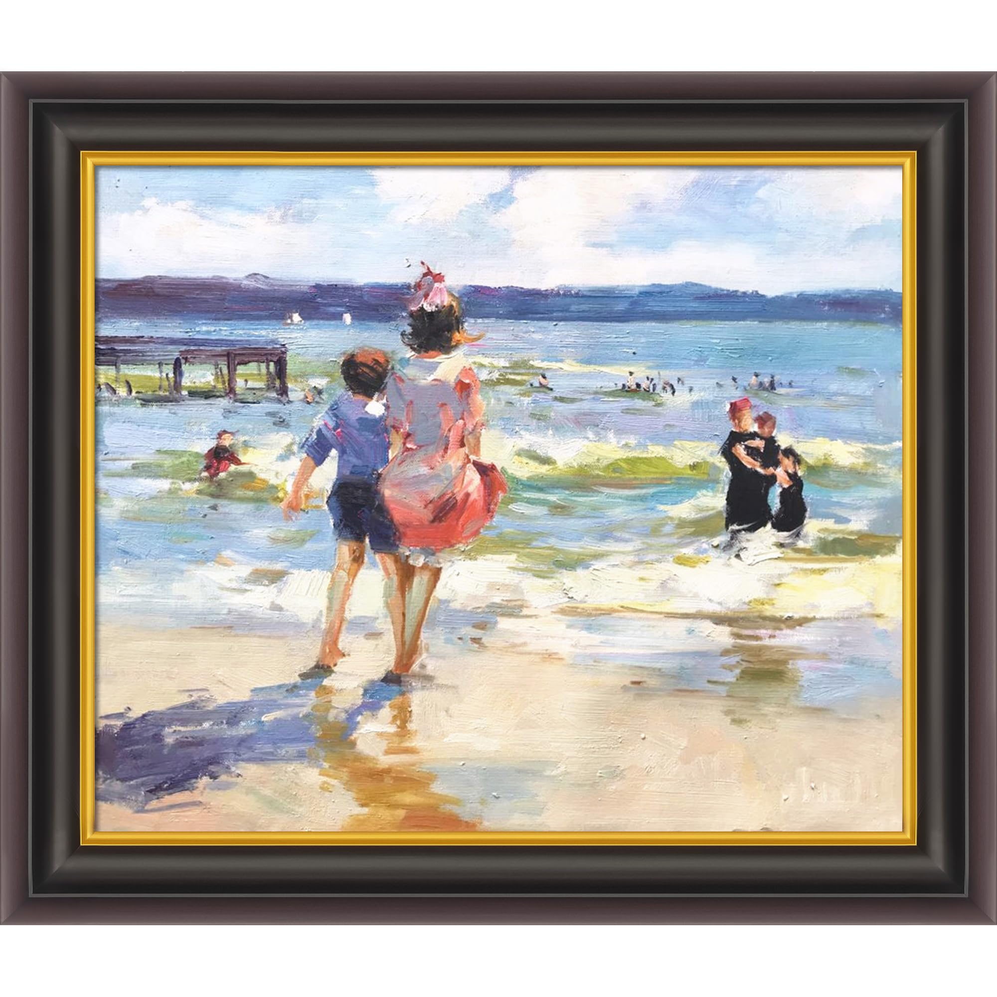 Amazon.co.jp: La Pastiche at The Seashore 豪華なフレーム油彩画