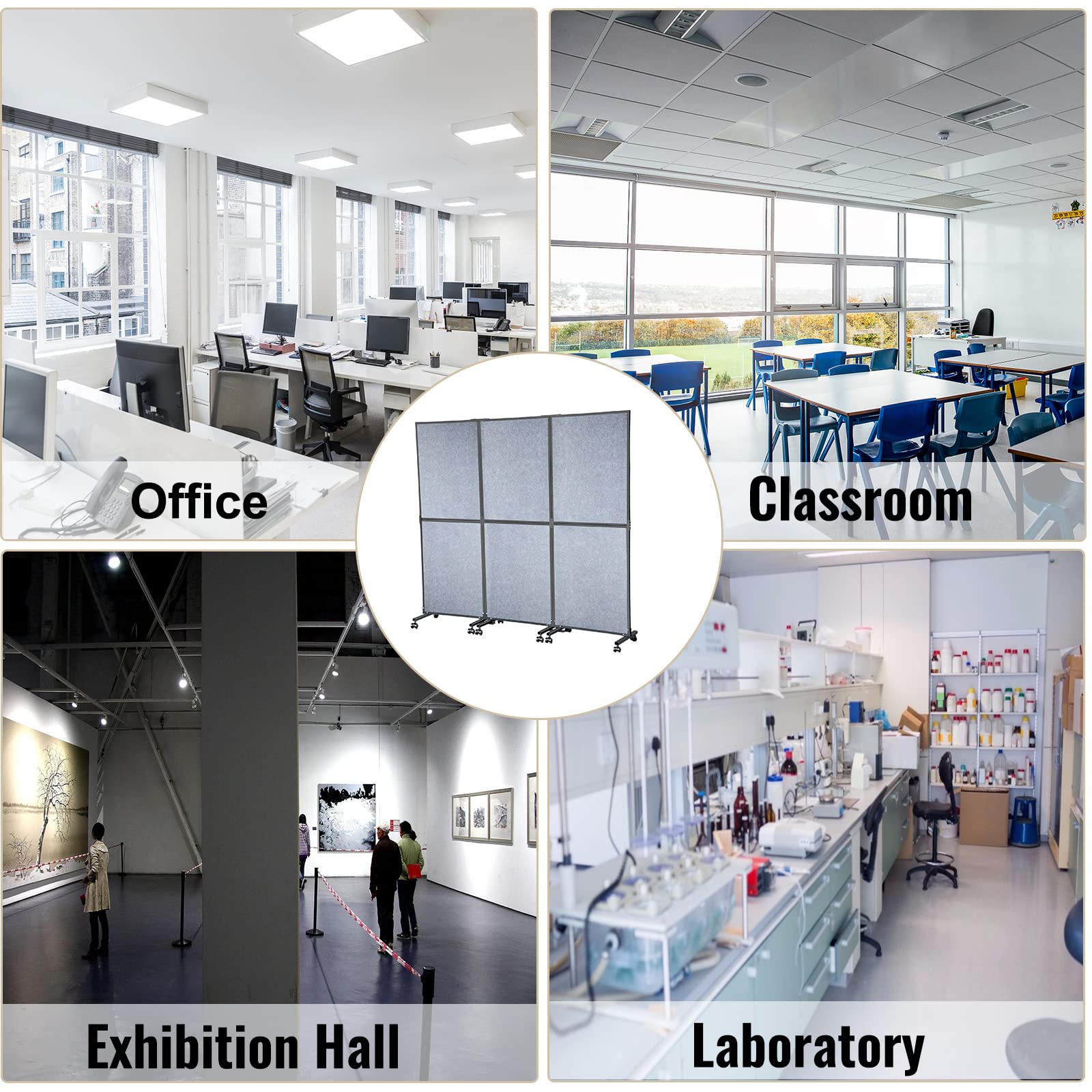 VEVOR Acoustic Room Divider 72" x 66" Office Partition Panel 3 Pack