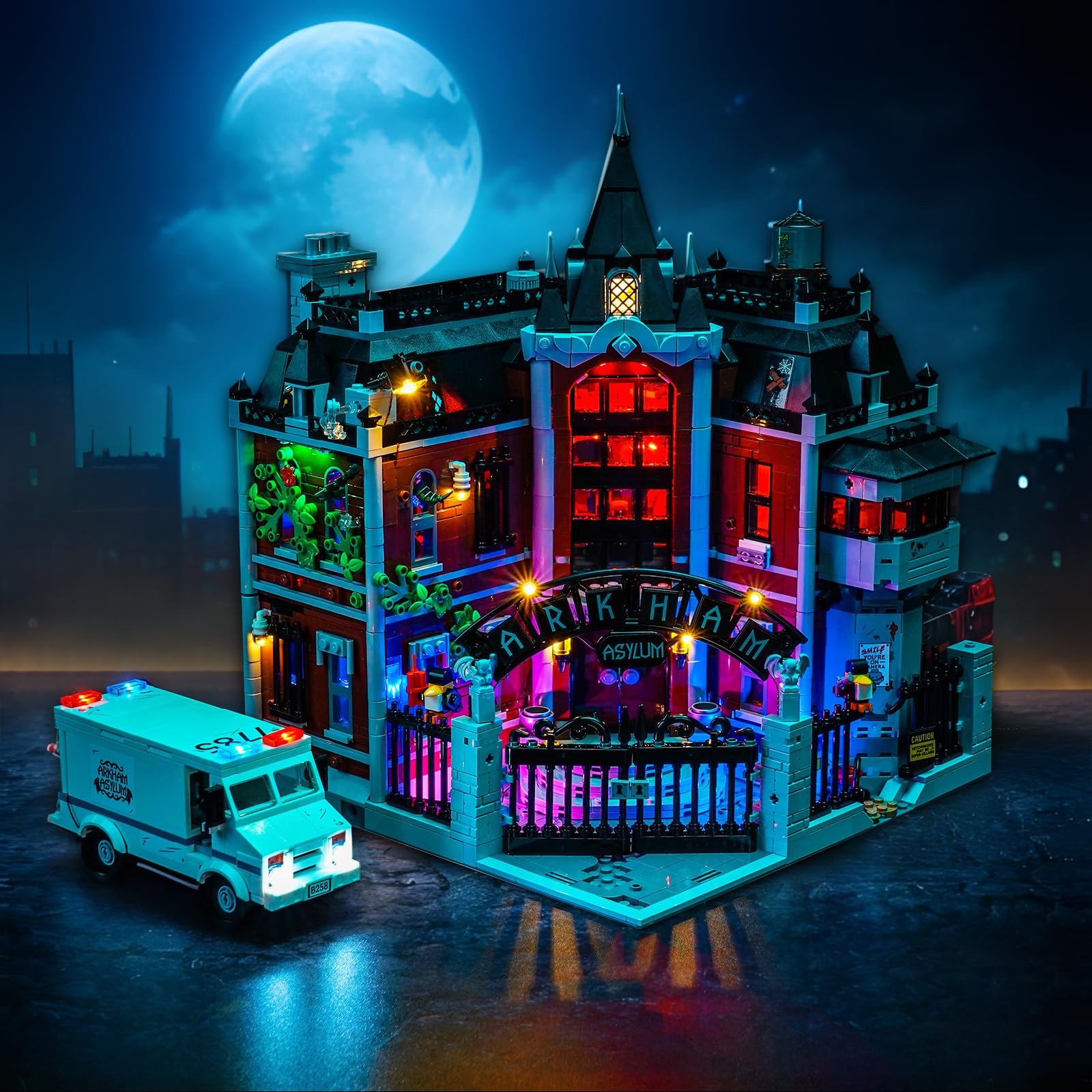 Zestaw oświetlenia LED, kompatybilny z Lego 76300 Arkham Asylum (bez modelu), zestaw dekoracyjnego oświetlenia kompatybilny z Lego Arkham Asylum 76300, kreatywna zabawka