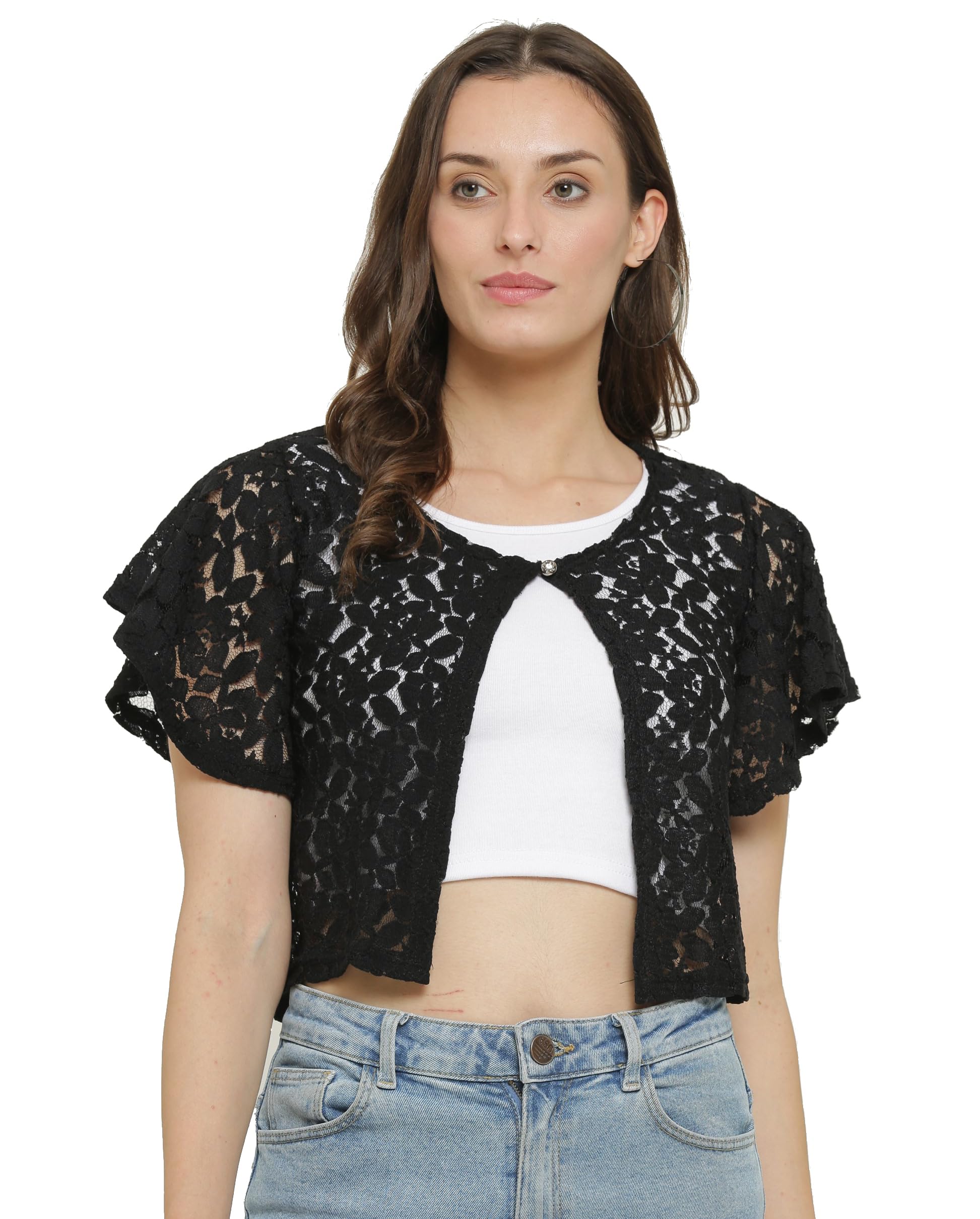 Women PolyCotton Net Crop Shrug