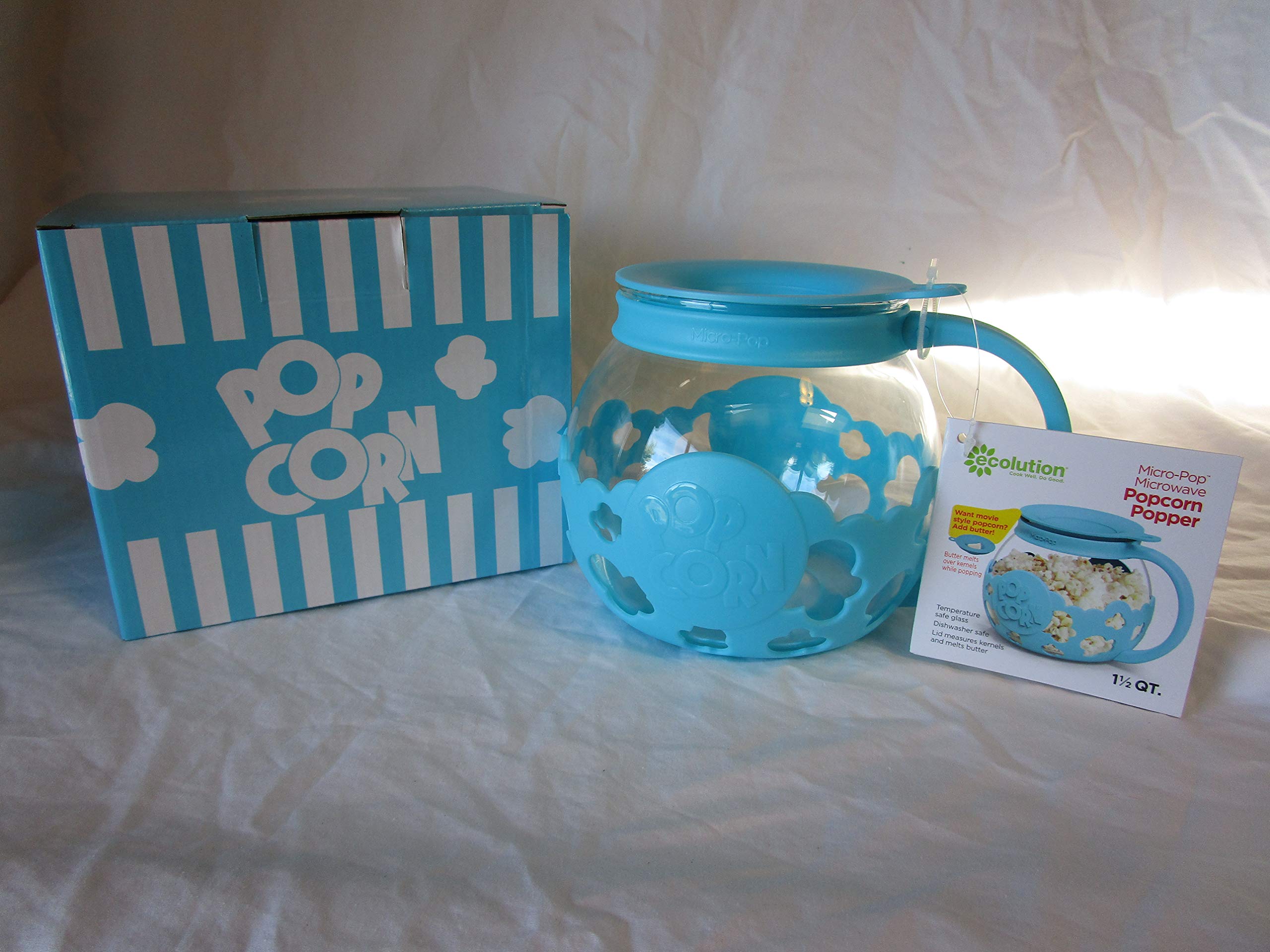 Ecolution 1.5qt Microwave Popcorn Popper in Gift Box (TURQUOISE BLUE)