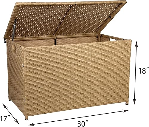 Miniatura 5 de Baúl de almacenamiento de mimbre, 42.3 galones (160L) cesta grande de mimbre con tapa, baúl de mimbre con bisagra de seguridad, pecho de mimbre