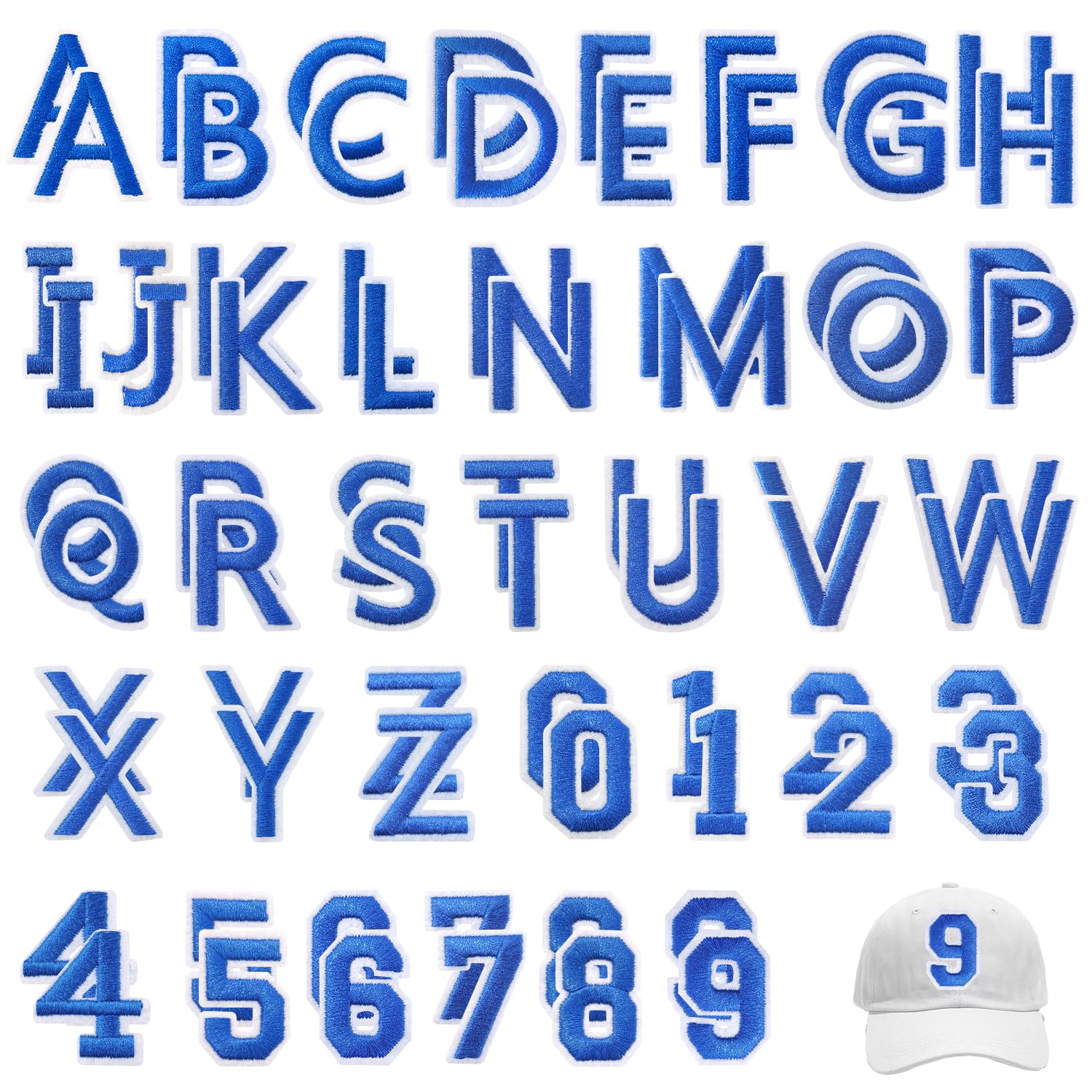 Photo 1 of FR 72 Pcs Blue Iron-On Letters and Numbers Patches