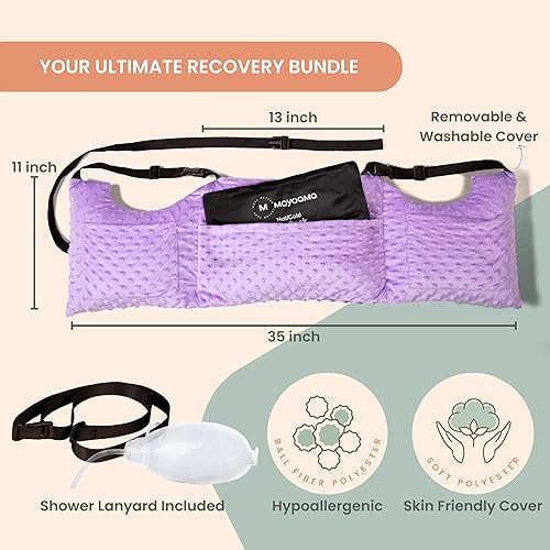 Miniatura 6 de MOYOAMA Almohada post mastectomía  Kit de protección de 4 piezas incluido 1 paquete de gel, cojín para cinturón de seguridad, ducha Lan  Cirugía de