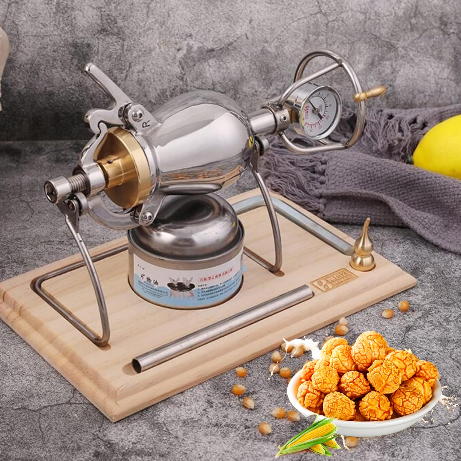 Macchina per Popcorn ad Alta Pressione, Mini Popcorn per Popcorn ad Aria Senza Olio, Macchina per Popcorn con Amplificatore Alimentare in Acciaio retrò Nostalgia per Christm