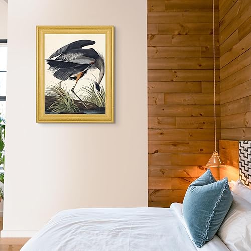 Miniatura 4 de Lost Cabin Great Blue Heron de James Audubon  Lienzo en marco biselado dorado  Reproducción de pinturas de obras de arte finas  Póster decorativo