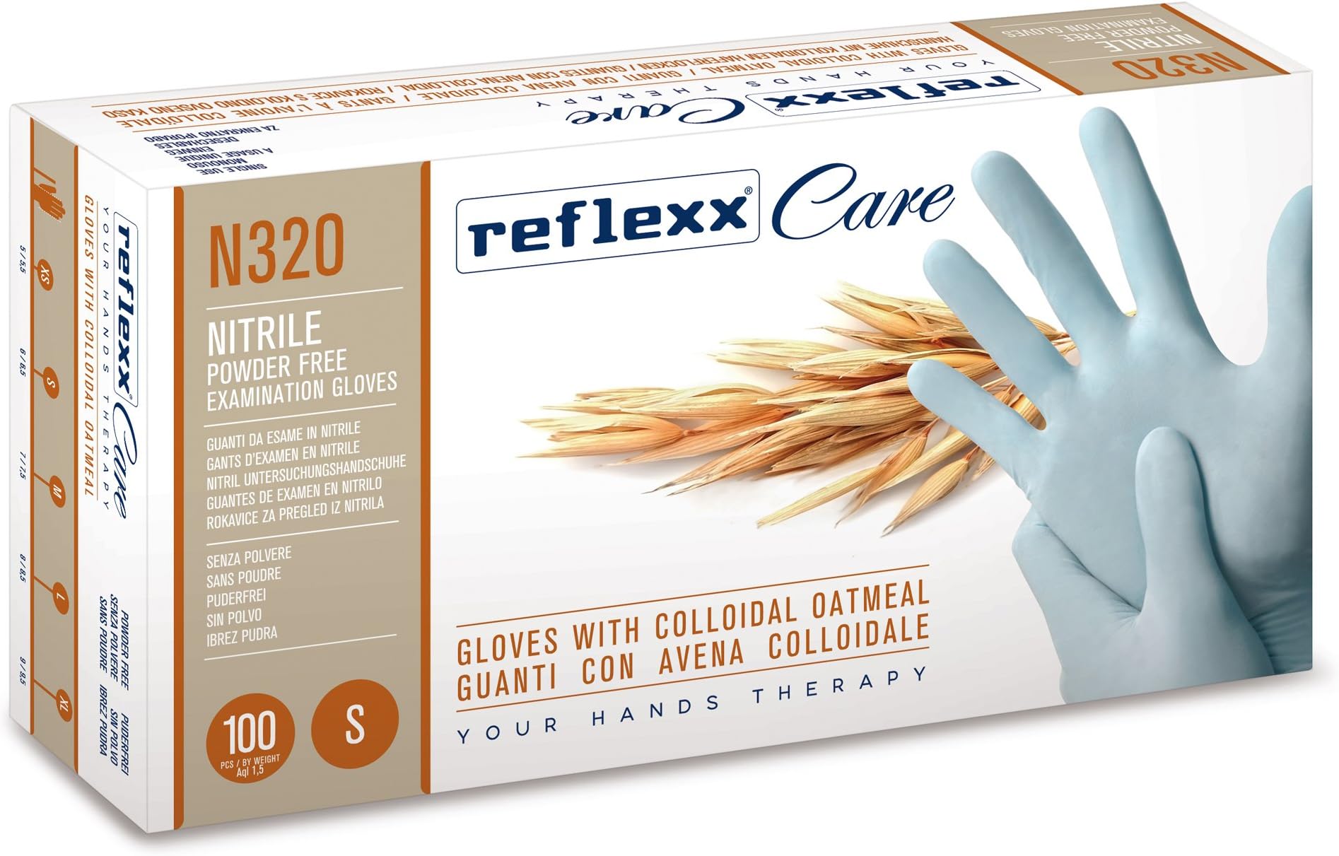 Reflexx N320/M Disposable Glove with Colloidal Oatmeal, Nitrile (Pack of 100)