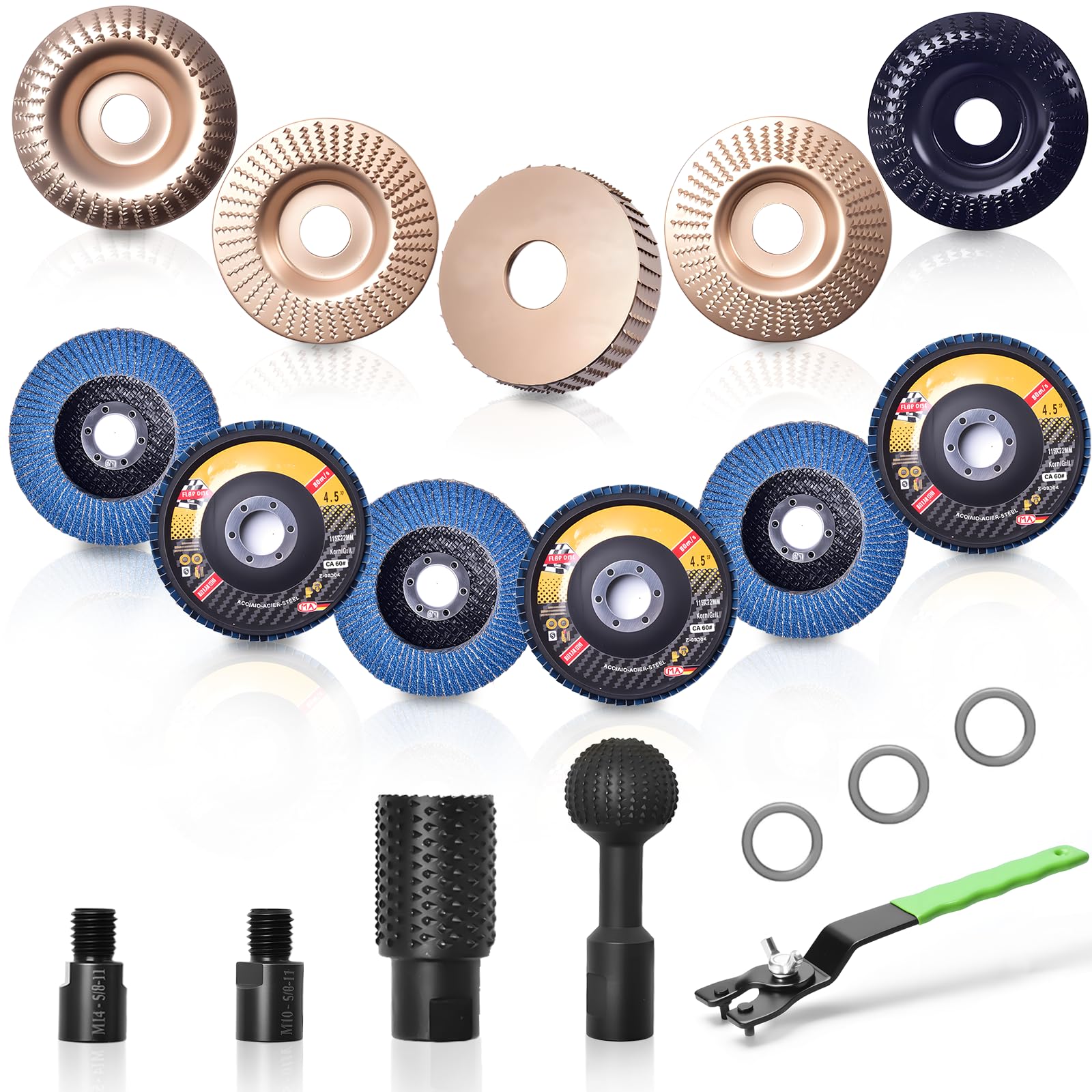 Wood Carving Disc Set - 19 Piece Angle Grinder Accessories -1