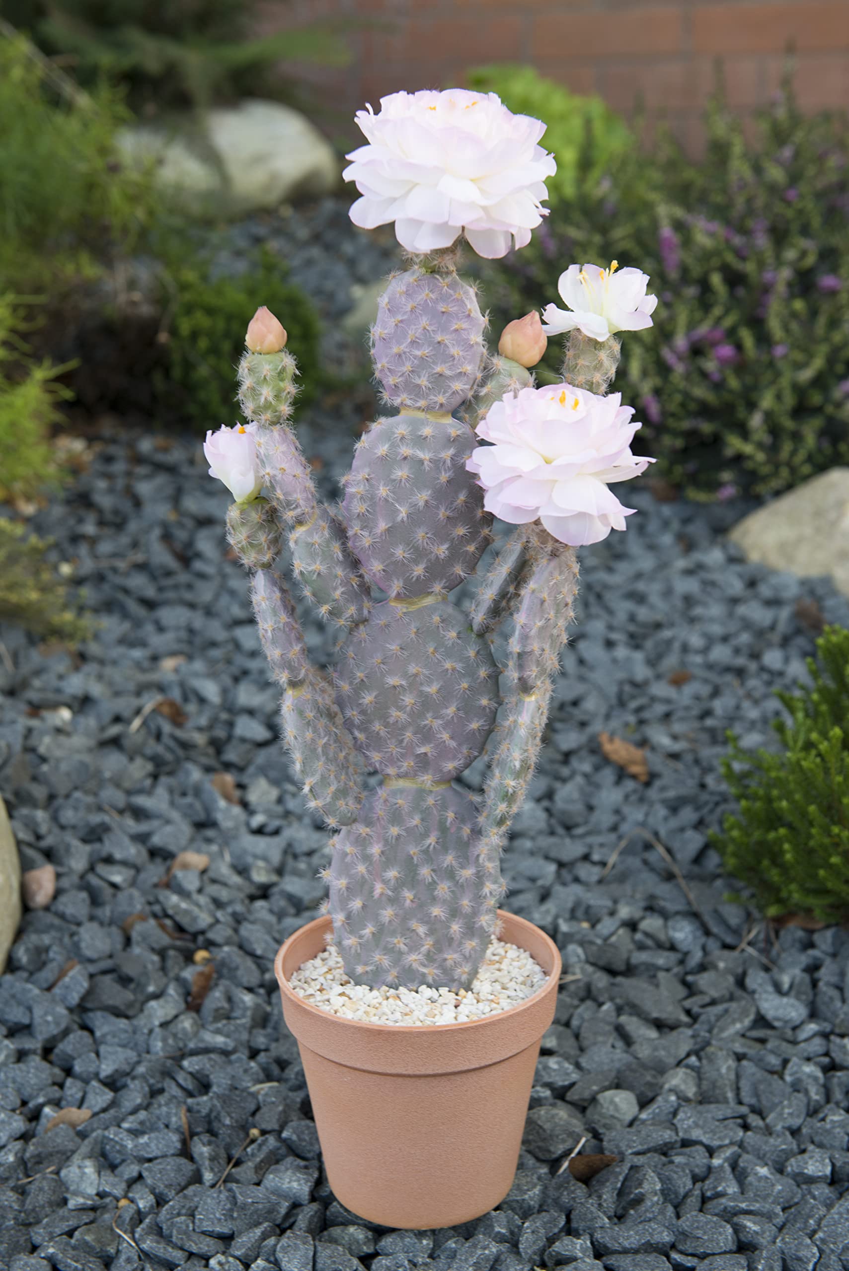 Cactus faux avec fleur réaliste et pot design pour décoration haut de gamme