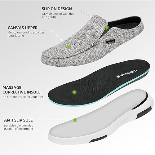 Miniatura 5 de OrthoComfoot Mocasines ortopédicos sin cordones para hombre con soporte de arco pantuflas casuales para fascitis plantar para pies planos, cómodos