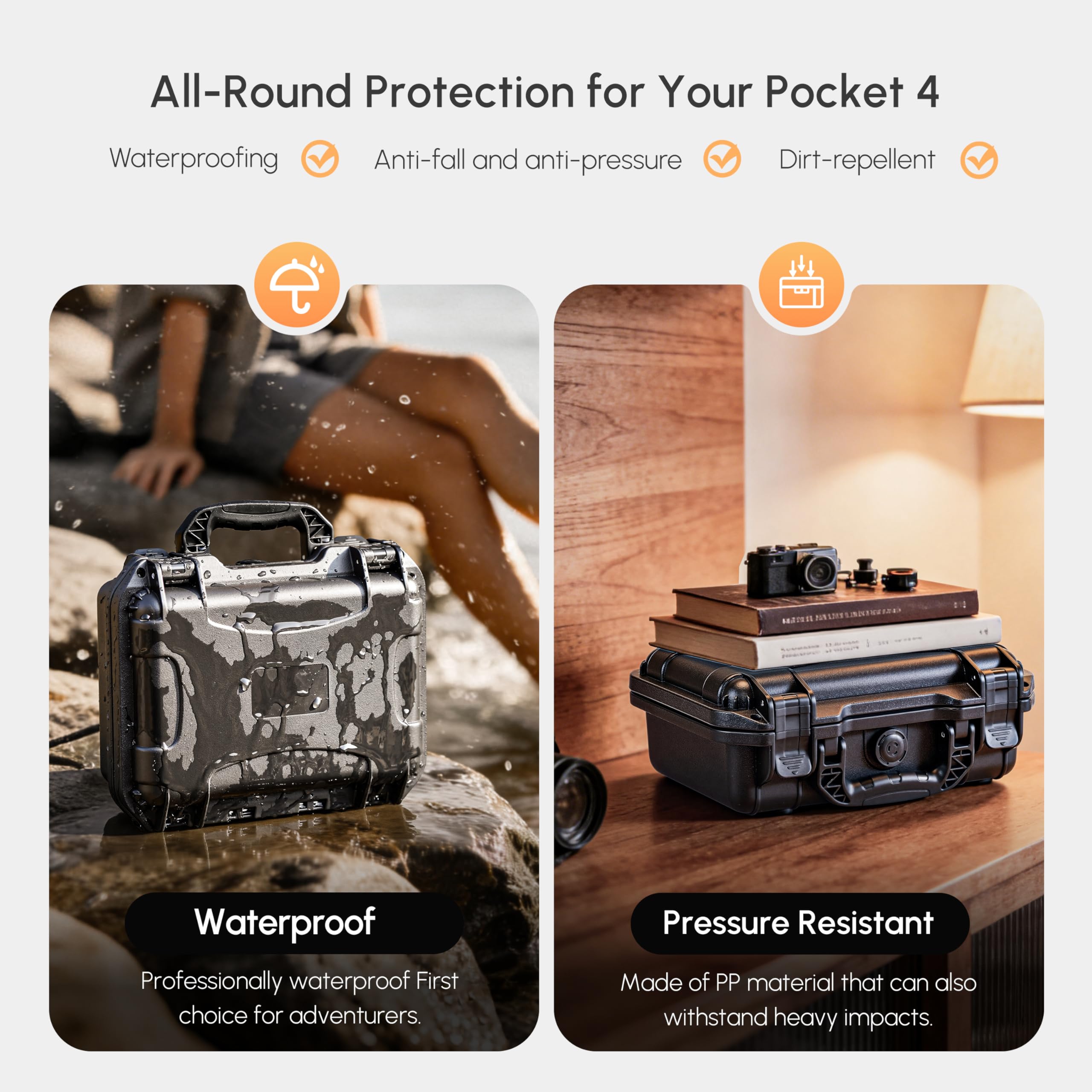 STARTRC Photo Coffret Rigide Étui Étanche pour DJI Osmo Pocket 4, Boîtier Double Paroi pour DJI Pocket 4 Creator Combo, Sac de Rangement Multifonction Grande Capacité (Coffret Seul)