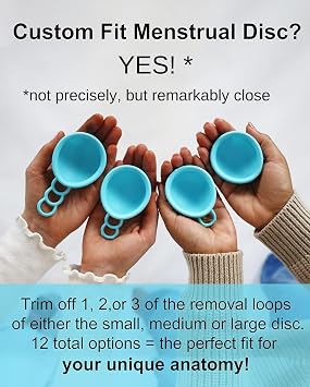 Reusable Menstrual Disc | Period Disc with Removal Loop Stem | Alternative to Menstrual Cups for Light or Heavy Flows | Sustainable Alternative to Tampons/Pads (2 Large, Black)