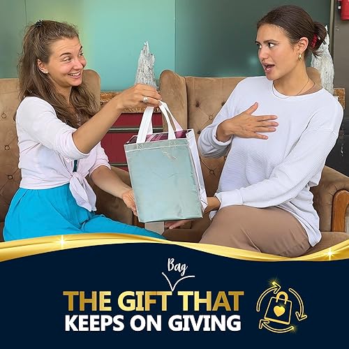 Miniatura 120 de Nush Nush Bolsas de regalo doradas extragrandes – Juego de 12 bolsas de regalo reutilizables extra grandes con asas – Bolsas de regalo XL perfectas