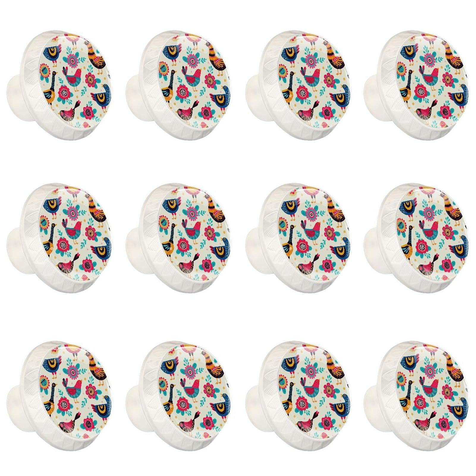 Boutons décoratifs armoire coq rétro style faïence traditionnelle lot de 12