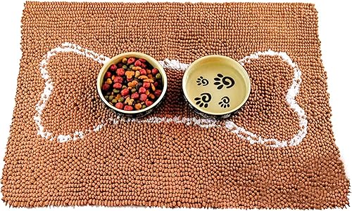 Soggy Doggy Slopmat  Marrón caramelohueso de avena  18 x 24 pulgadas  Tapete de puerta absorbente de agua para patas fangosas y cuencos de