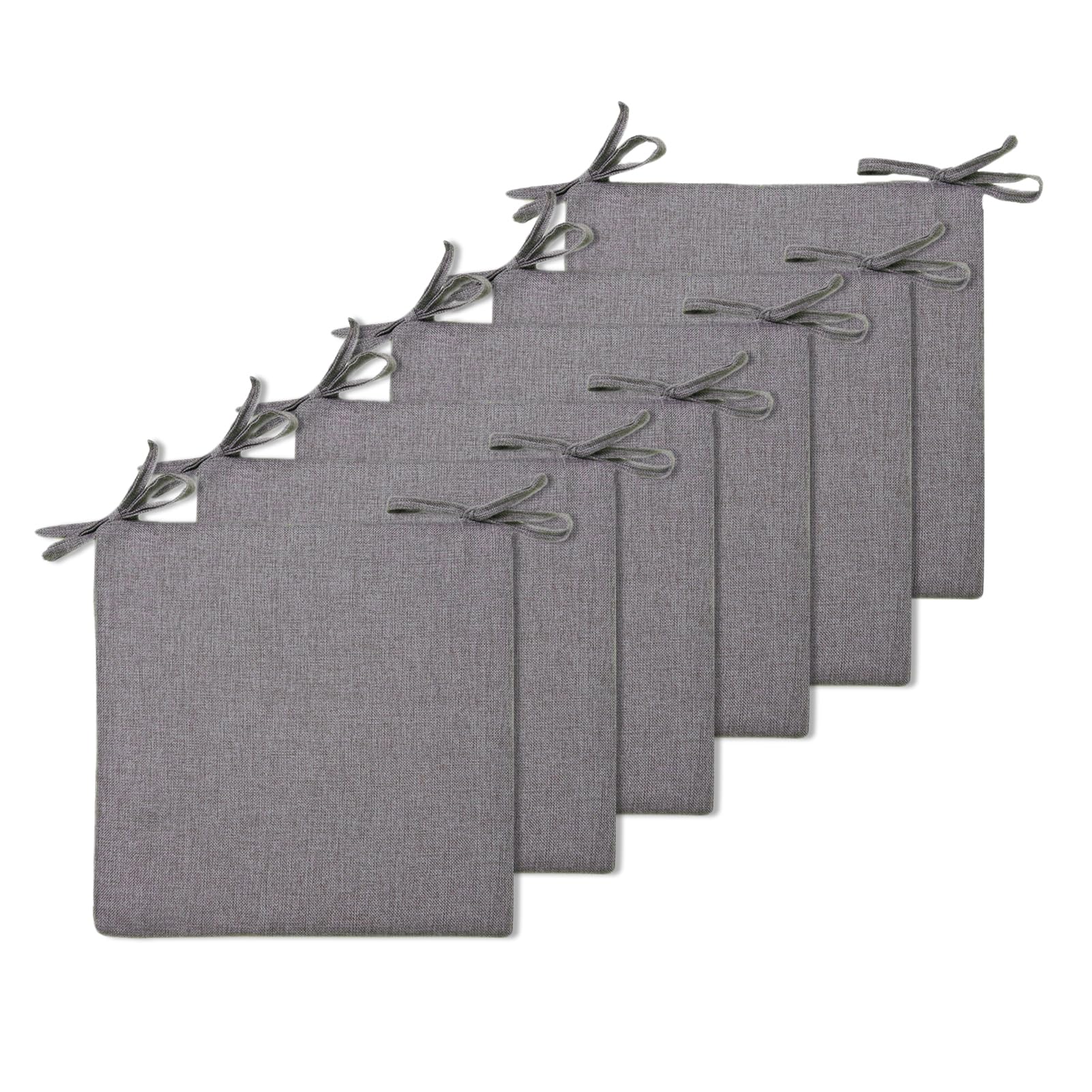 Coussins de Chaise Lot de 6 45 x 45 cm avec Attaches Coussins Lavable de Chaise Extérieur Intérieur Coussin de Siège de Jardin pour Extérieur, Jardin, BalconGris 1