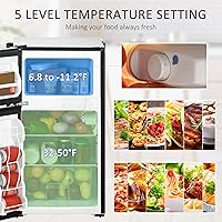 Vista 8 de HOMCOM - Mini refrigerador de 3.2 pies cúbicos con congelador; refrigerador compacto de doble puerta con termostato ajustable, estante y puerta