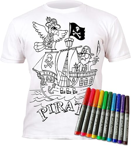 Splat Planet Camiseta con 10 bolígrafos mágicos lavables y no tóxicos, diseño de barco pirata, Pirate