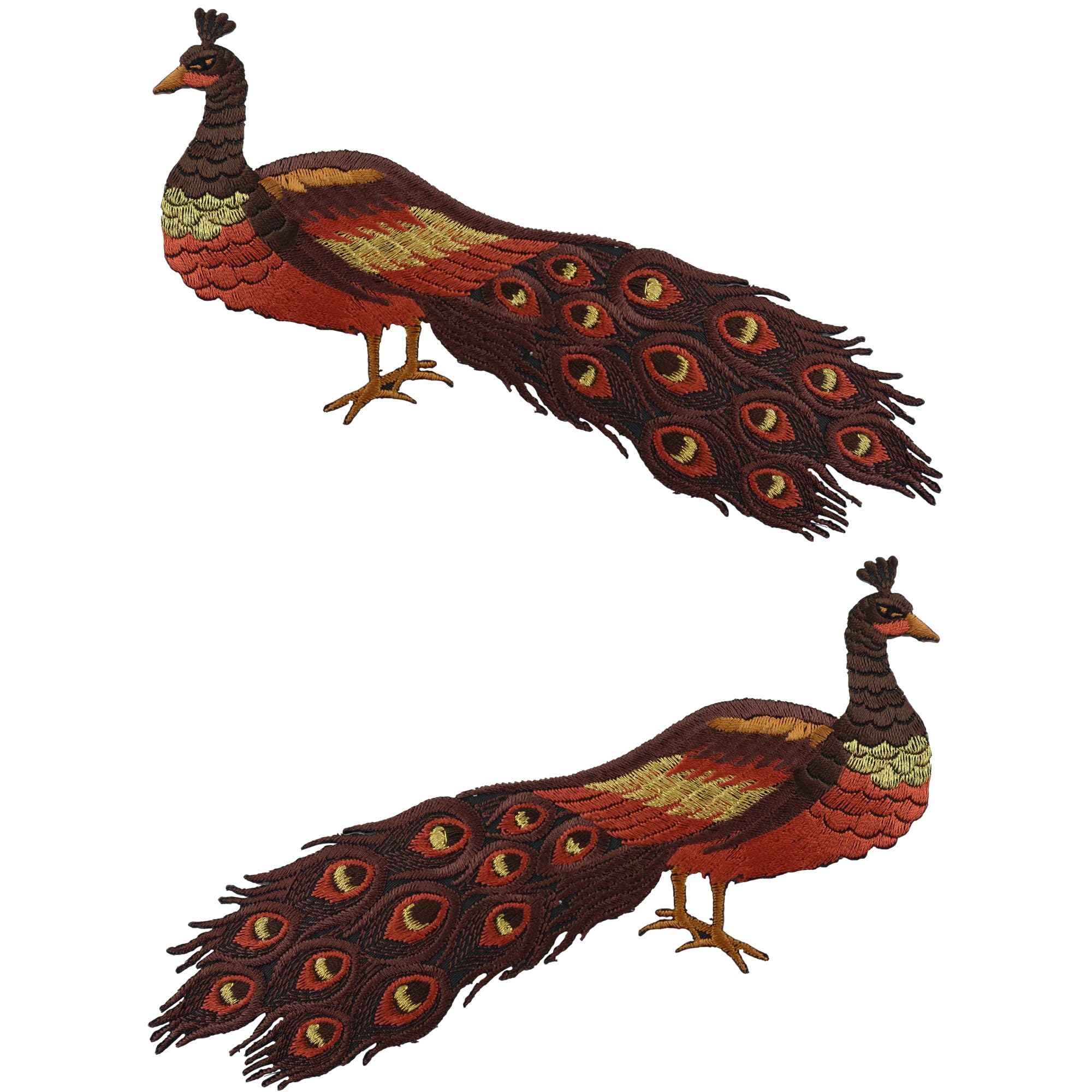 Écusson dos marron paon XL aux broderies denses pour veste en cuir