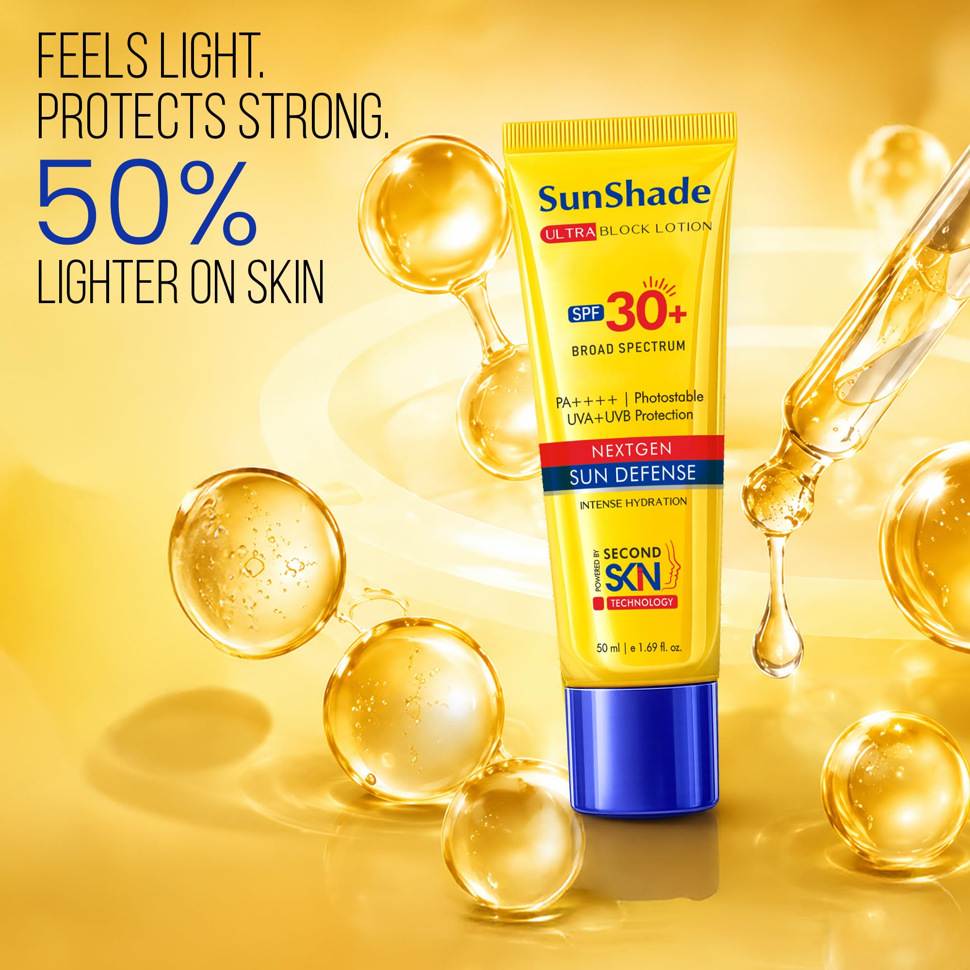 Leeford SunShade - Loción solar SPF 30 PA+++ ultraligera, no grasosa, sin yeso blanco para hombres y mujeres, para cara y cuerpo, resistente al agua, para todo tipo de piel, 50 (paquete de 3)