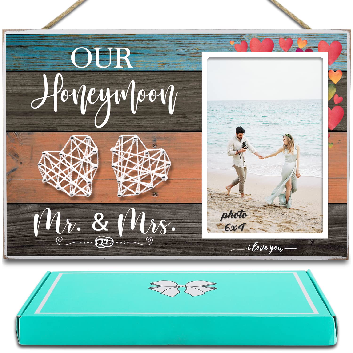 KU-DaYiHoneymoon Picture Frames for Mr Mrs, Wedding Picture Frame, Wedding Gifts for Newlyweds Couples Bride, Marriage License Frame, Newlywed Honeymoon Gifts, Honeymoon Keepsake Frame