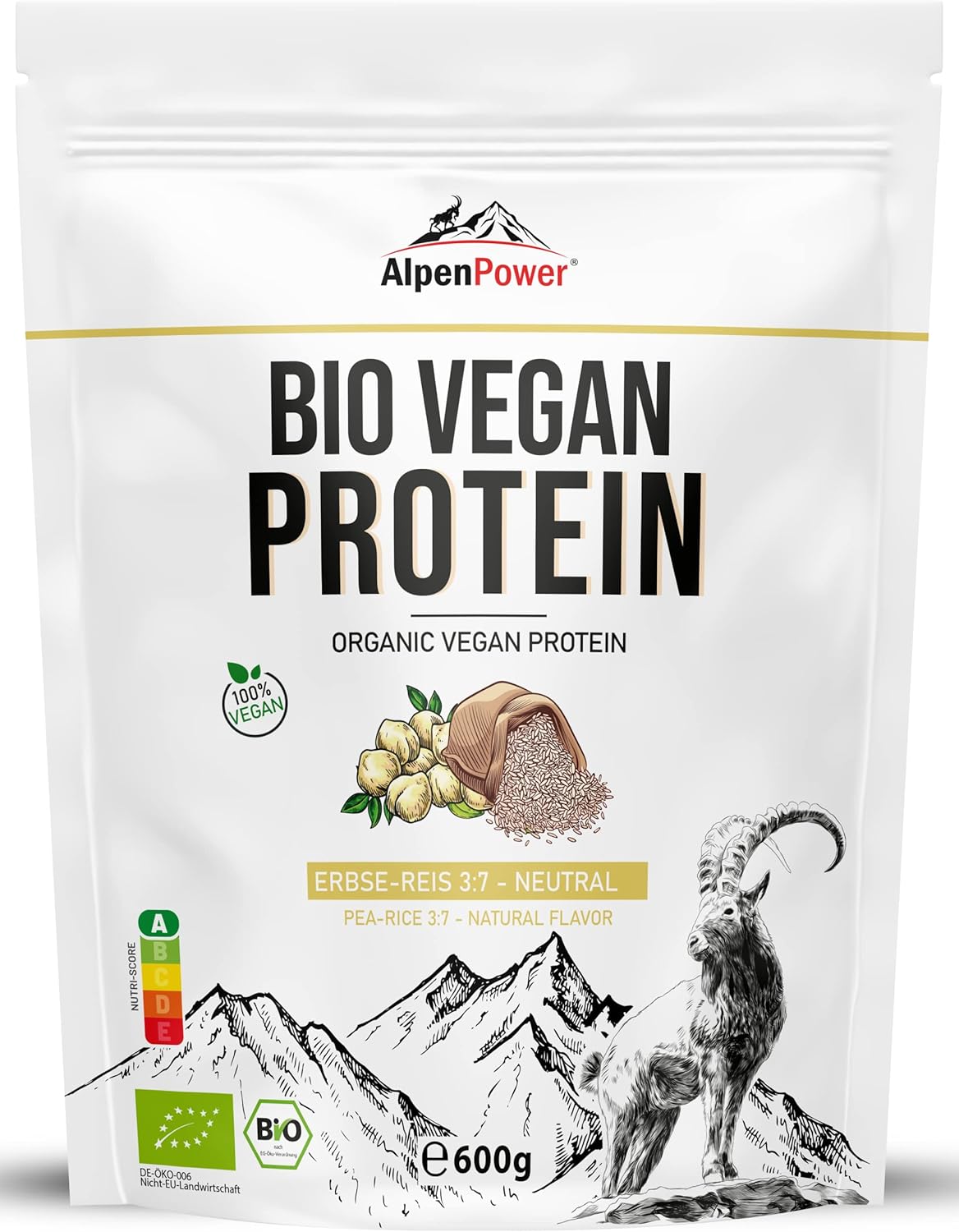 1kg BIO Reis & Erbsen Protein - 83,8% Proteinanteil, Vegan Und Geschmacksneutral