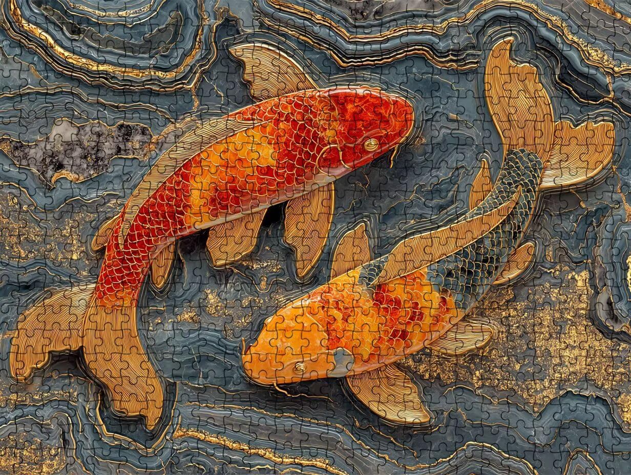 Puzzle 4000 sztuk, czerwona ryba puzzle dla dorosłych, gra edukacyjna, puzzle dla dorosłych, zabawne, wymagające zajęcia rodzinne, do dekompresji i dekoracji ścian, prezenty R1KH-952