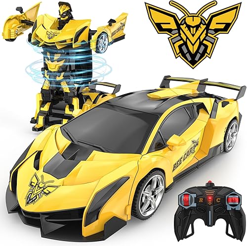 Miniatura 9 de BLUEJAY Transform Rc Cars para niños 4-7 8-12, Auto de control remoto 2.4Ghz escala 1:18 Robot transformador, Deformación con un botón Rotación 360°