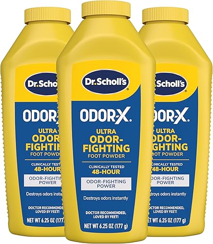Dr. Scholl's Odor-Fighting X Polvo para pies, amarillo, 6.25 onzas (paquete de 3)