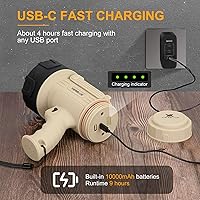 Vista 5 de YIERBLUE Rechargeable Spotlight Flashlight with 1000000 High Lumen LED, IP67 Waterproof Long Running Spot Light searchlight, Impact Resistant