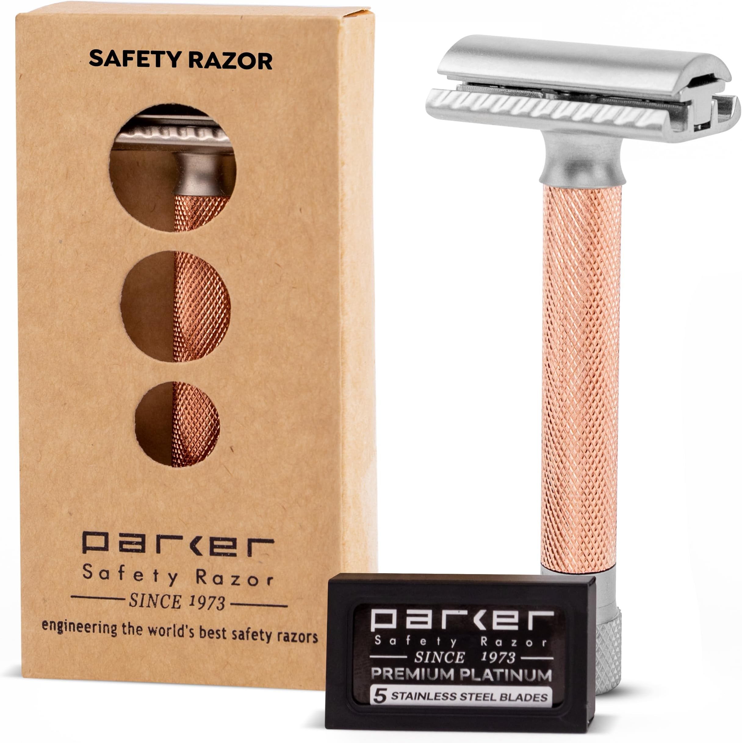 Variant Adjustable Double Edge and 5 Premium Blades (Rose Gold)