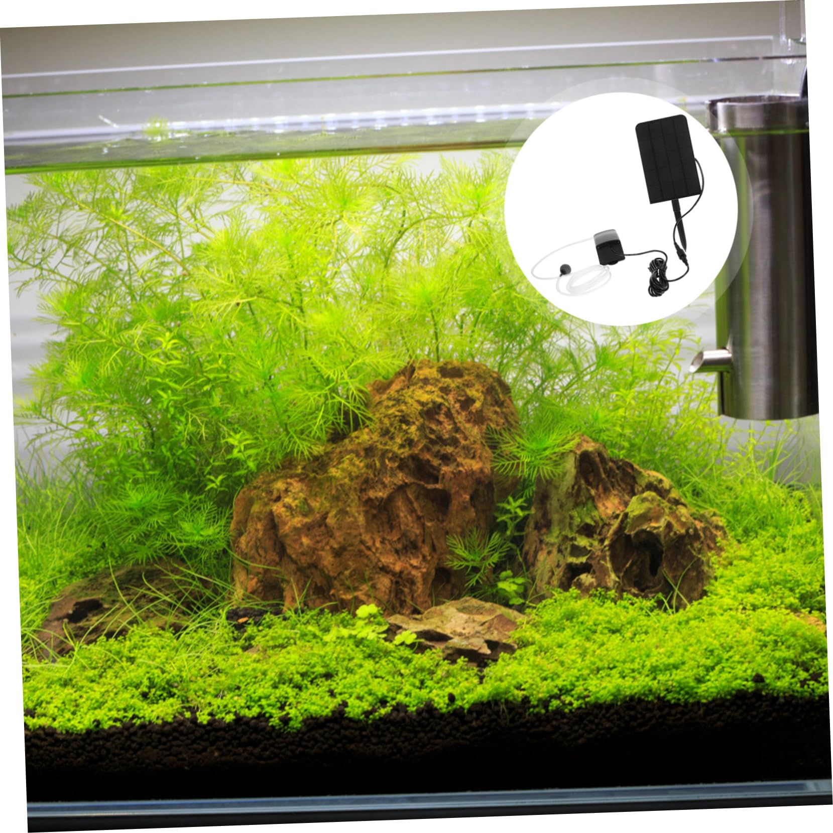 HEMOTON 2 Pezzi Pompa ad solare di pompaggio solare pompa solare dell'acquario portatile aeratore per acquari pompa di aerazione solare cristallo di silicio